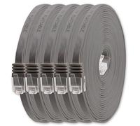 1aTTack.de Câble Réseau Cat6 Cat 6 Plat Flat Slim - 5X 0,5m - RJ45 Ethernet LAN DSL Routeur Modem - Gris