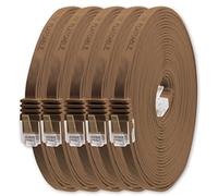 1aTTack.de Câble Réseau Cat6 Cat 6 Plat Flat Slim - 5X 3,0m - RJ45 Ethernet LAN DSL Routeur Modem - Brun