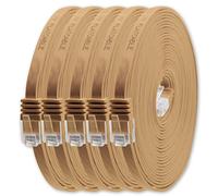 1aTTack.de Câble Réseau Cat6 Cat 6 Plat Flat Slim - 5X 3,0m - RJ45 Ethernet LAN DSL Routeur Modem - Marron Clair