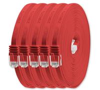 1aTTack.de Câble Réseau Cat6 Cat 6 Plat Flat Slim - 5X 5m - RJ45 Ethernet LAN DSL Routeur Modem - Rouge