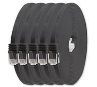 1aTTack.de Câble Réseau Cat6 Cat 6 Plat Flat Slim - 5X 7m - RJ45 Ethernet LAN DSL Routeur Modem - Noir