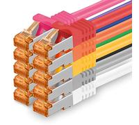 0,25 m - Câble réseau Cat.7 10 couleurs - 10 pièces Câble LAN Gigabit Ethernet Câble patch 10000 Mbits Câble Cat7 Câble S FTP PIMF blindage LSZH Câble brut Cat.7 Prise Rj45 Cat 6a - 10 x 0,25 mètres