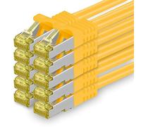 Câble réseau Cat.7 1 m jaune paquet de 10 câbles Ethernet Cat7 câble réseau LAN câble brut 10 Gb s SFTP PIMF LSZH Set câble de raccordement avec prise Rj 45 Cat.6a