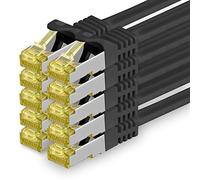 Câble réseau Cat.7 1 m noir paquet de 10 câbles Ethernet Cat7 câble réseau LAN câble brut 10 Gb s SFTP PIMF LSZH Set câble patch avec prise Rj 45 Cat.6a 1 m