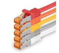 0,5 m - Câble réseau Cat.7 5 couleurs 01 - 5 pièces Câble LAN Gigabit Ethernet Câble patch 10000 Mbits Câble Cat7 Câble S FTP PIMF blindage LSZH Câble brut Cat.7 Prise Rj45 Cat 6a - 5 x 0,5 mètres