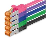 1aTTack.de 1m - Câble réseau Cat.7 5 couleurs 02-5 pièces Câble LAN Gigabit Ethernet Câble patch 10000 Mbits Câble Cat7 Câble S FTP PIMF blindage LSZH Câble brut Cat.7 Prise Rj45 Cat 6a - 5 x 1 mètre