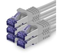1aTTack.de Câble réseau Cat.7 0,5m - gris - 5 pièces - Câble patch Cat7 (SFTP/PIMF/LSZH) câble brut 10 Gb/s avec connecteur Rj 45 Cat.6a - 5 x 0,5 mètres gris