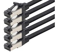 1aTTack.de Câble Réseau Cat8 Cat 8 40 Gigabit - 5x 1,5m - RJ45 Ethernet LAN DSL Routeur Modem - Noir