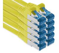 1aTTack.de Câble réseau Ethernet Gigabit LAN CAT.6a 0,25 m, câble patch RJ45 10 Gb/s SFTP PIMF jaune - 10 pièces