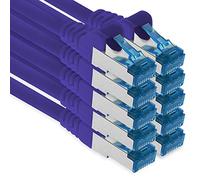 1aTTack.de Câble réseau Ethernet Gigabit LAN CAT.6a 1,5 m, câble patch RJ45 10 Gb/s SFTP PIMF violet - 10 pièces
