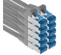 1aTTack.de Câble réseau Ethernet Gigabit LAN CAT.6a 2 m, câble patch RJ45 10 Gb/s SFTP PIMF gris - 10 pièces