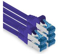 1aTTack.de Câble réseau Ethernet Gigabit LAN CAT.6a Cat6 Cat6a 1,5 m, câble patch RJ45 10 Gb/s SFTP PIMF violet - 5 pièces