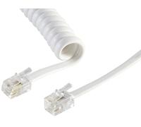 1aTTack.de Câble téléphonique RJ10 (également appelé RJ9, RJ22) 3 x 4 m, câble spiralé pour combiné téléphonique, câble téléphonique fixe, blanc