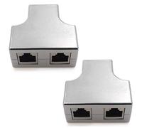1aTTack.de Cat. Adaptateur de câble de raccordement 5e, adaptateur de connecteur de câble réseau, prise RJ45, 2x prise compatible avec Cat5, Cat6, Cat7, Cat8, 2 pièces
