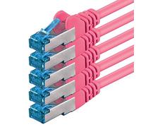 1aTTack.de CAT6 Gigabit Câble LAN - 5x 0,5m 1000 Mbit/s - RJ45 magenta | 1m 2m 3m 5m 10m, RJ45 haut débit, câble Ethernet blindé pour gaming, modem, routeur, PC et switch