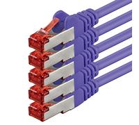 1aTTack.de Cat6 SFTP Câble réseau 5x 1m RJ45 LAN Ethernet violet | Cat6 S/FTP PIMF, double blindage, 250 MHz, sans halogène, jusqu’à 1 Gbit/s; RJ45 pour routeur, switch, modem, PC et panneau