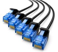 1aTTack.de CAT6 Slim Câble réseau LAN 5x 3.0m 1000 Mbit/s - Noir | Cordon patch Ethernet, UTP, petit diamètre, très flexible, câble fin pour un câblage réseau peu encombrant