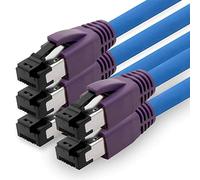 1aTTack.de CAT8 Câble réseau LAN 5x 1m 40Gbps 2000MHz - Bleu | Cordon patch Ethernet, PoE+, 40GBase-T, AWG24 cuivre, LSZH, câble flexible pour routeur, switch, modem, PC, gaming, serveur