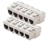 1aTTack.de Keystone Cat.6a Borne autodénudante 180° sans outil sur prise RJ45 AWG 23 à AWG 26 blindée en alliage de zinc nickelé ronze compatible avec Cat5 Cat6 Cat7 Cat8 Argent 10 pièces