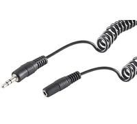 1aTTack.de Lot de 5 câbles jack 3,5 mm - Noir - Câble spirale stéréo - Connecteurs moulés - Contacts nickelés - Parfait pour écouteurs, haut-parleurs et HiFi