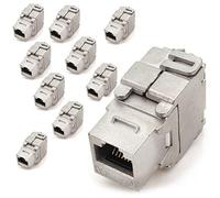 1aTTack.de Module Keystone RJ45 Cat 6a Jack Certifié entièrement blindé STP assemblage à clipser sans outil Câble brut Cat 500 MHz 10 Gbit/s compatible avec Cat5 Cat6 Cat7 Cat8 10 pièces