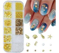 1boîte breloques ongles,bijoux nail art or argent,strass perles nail charms décorations,breloques nail art 3Daccessoires pour