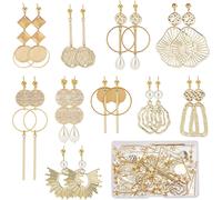 1boîte Bricolage 10 Paires De Breloques Rondes Plates Géométrie Boucle D'oreille Faisant Le Kit De Démarrage Estampage Flans Rond Lien Breloque Cercle Liens Breloque En Acier Inoxydable Perl