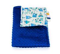 1buy3 Minky Couverture de bébé doublée |Couverture en Peluche |Tapis d'éveil|Couverture Douillette 75 x 100 cm (Bleu Royal + Indien)