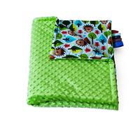 1buy3 Minky Couverture de bébé doublée |Couverture en Peluche |Tapis d'éveil|Couverture Douillette 75 x 100 cm (Verte + Hérisson)