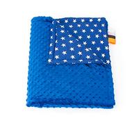 1buy3 Minky Couverture de bébé doublée |Couverture en Peluche |Tapis d'éveil|Couverture Douillette 75 x 100 cm (Bleu Roi + Etoiles)