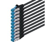 1CONN 10x 0,25 M - Câble réseau CAT-6a Câble Ethernet Lan Patch Connecteur RJ-45 SFTP 10GB/s - Paquet de 10 Noir