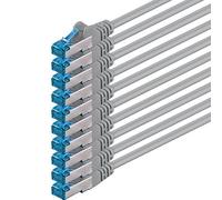 1CONN 10x 1,0 M - Câble réseau CAT-6a Câble Ethernet Lan Patch Connecteur RJ-45 SFTP 10GB/s - Paquet de 10 Gris