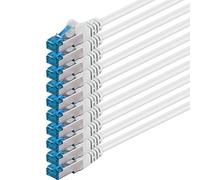 1CONN 10x 2,0 M - Câble réseau CAT-6a Câble Ethernet Lan Patch Connecteur RJ-45 SFTP 10GB/s - Paquet de 10 Blanc
