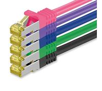 1CONN Câble Réseau Cat7 Cat 7 10 GB/s - 5X 1.5m - RJ45 Ethernet LAN DSL Routeur Modem - 5 Couleurs