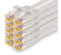 1CONN Câble Réseau CAT7 Cat 7 10 Gigabit - 10x 1,5m - RJ45 Ethernet LAN DSL Routeur Modem - Blanc
