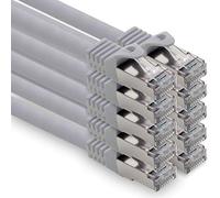 0,25 m - gris - 10 pièces câble Ethernet pour ordinateur CAT.7 câble réseau (câble brut) câble patch S-FTP LSZH PIMF 10GB s prise RJ45 Cat6a