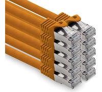 1CONN Câble Réseau Cat7 Cat7 10 GB/s SFTP - 10x 0.25m - RJ45 Ethernet LAN DSL Routeur Modem - Orange