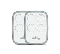 1Control Why 2 Télécommandes Universelles Portail et Garage - Compatible avec 750+ Modèles, Rolling Code et Code Fixe - Multifréquence 433-868 MHz AM/FM - Télécommandes Blanches