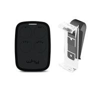 1Control Why Télécommande Universelle Portail 4 Boutons avec Clip Pare-Soleil Voiture - Ouvre Portail et Garage - Compatible 750+ Modèles Rolling Code Code Fixe - Multifréquence 433-868 MHz - Noire