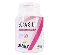 1Defy - BCAA 8.1.1 - BCAA d'origine végétale - Acides aminés essentiels - Teneur importante en leucine - Expertise pharmaceutique - Enveloppe gélatine animale - 60 gélules