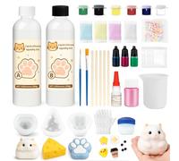 1DFAUL 17.6 oz Kit de fabrication Squishy silicone liquide, sans bulles | avec moules pour hamster, patte chat, fromage, séchage rapide, anti-stress amusant, Gel squishy créez vos propres squishies