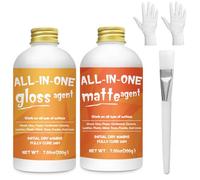 1DFAUL 2 x 200 ml de colle de bricolage, vernis mat brillant et scellant, colle de bricolage tout-en-un, séchage rapide, résistante aux rayures et à l'usure, imperméable, pour bois, papier, argile