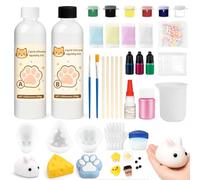 1DFAUL Kit de fabrication Squishy silicone liquide, 17.6oz Gel squishy créez vos propres squishies, sans bulles et séchage rapide, avec moules pour lapin, patte chat, fromage, anti-stress amusant