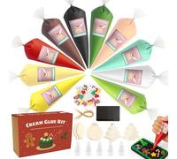1DFAUL Lot de colle crème de Noël, 10 couleurs, avec douilles, aimant de réfrigérateur, pendentifs en bois et pendentifs, pour travaux manuels, décoration de la maison et fêtes de Noël