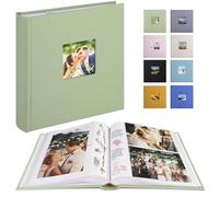 1DOT2 Album photo avec espace d'écriture - 50 pages - Pour 200 photos de 10 x 15 cm - Peut contenir 100 photos de 12 x 17 cm - Couverture en lin - Petit album photo avec mémo pour anniversaire,