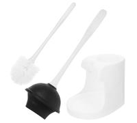 1ensemble Brosse de Toilette avec Ventouse et Support, Déboucheur Wc blanc | ABS et Caoutchouc, Poignée Confortable, Rangement Organisé, pour Cuvette, Évacuation, Salle de Bains et Sanitaires Invités