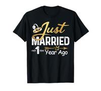 1er anniversaire de mariage Just Married il y a 1 an flèche dorée T-Shirt