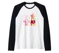 1er Anniversaire Fille Chien Chiot Enfant J'Ai 1 Manche Raglan