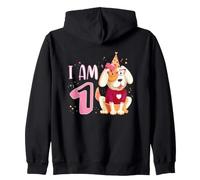 1er Anniversaire Fille Chien Chiot Enfant J'Ai 1 Sweat à Capuche