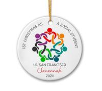 1Er en Tant Qu'Étudiant Social Pendentif De Noël Drôle Décoration De Noël A Suspendre Céramique Ornement Suspendu pour Salon Festival Maison